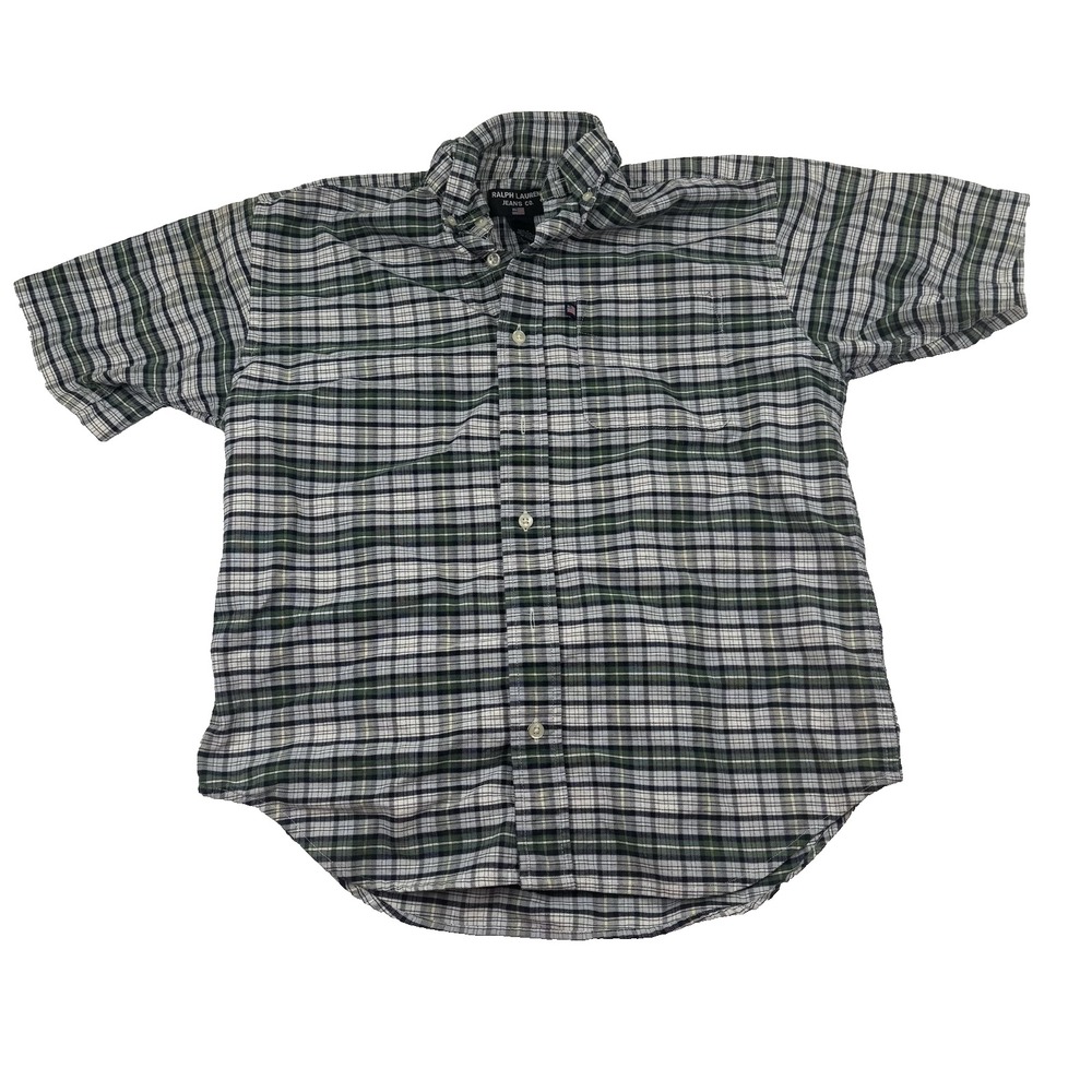 Ralph Lauren Jeans Co Shirt Mens Medium Plaid Button Down Short Sleeve Casual